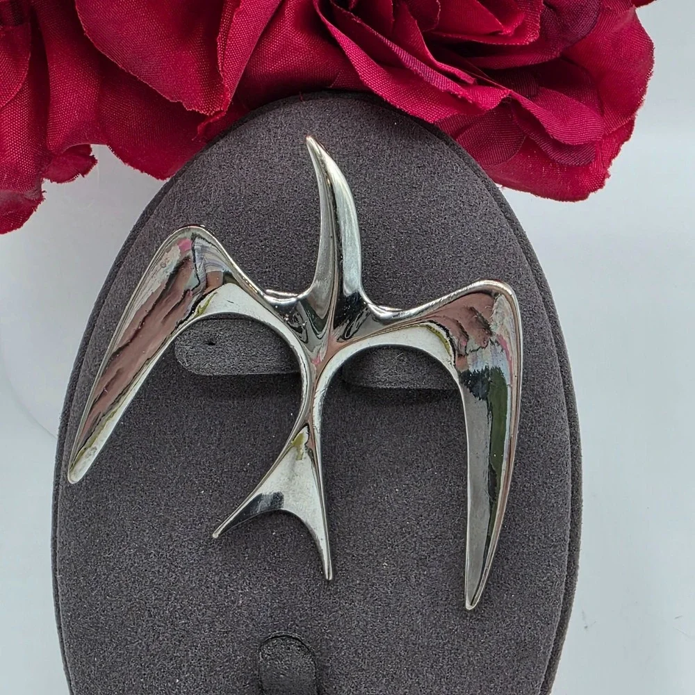 Sarah Coventry Silver Tone Mid Century Modern Abstract Bird Brooch‎ Pin